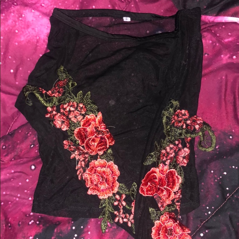 Beautiful crop  with embroided roses